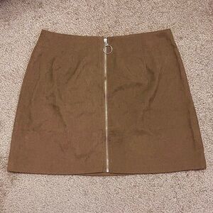 Shein Brown Ribbed Zipper Mini Skirt